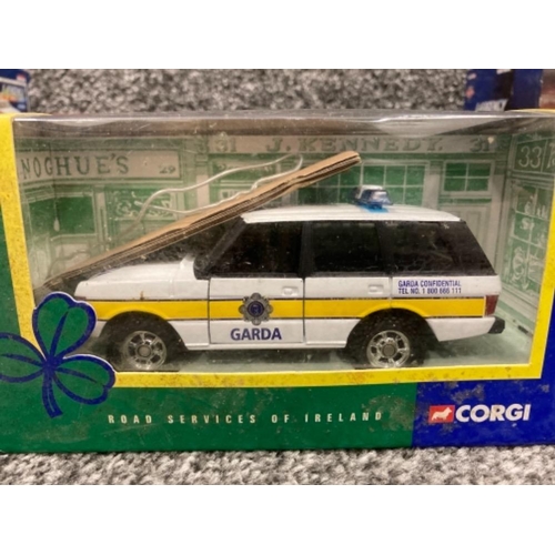 117 - Corgi Emergency Motors and Garda Range Rover, and a Lledo and Corgi Vanguards Land Rover and Jaguar ... 