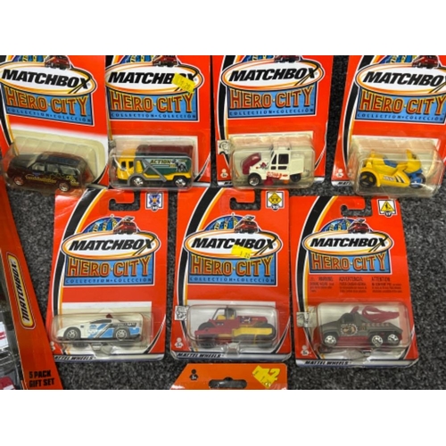 15 - Matchbox Mattel wheels Hero-City collection x8 and Matchbox Fire rescue exclusive design. All in ori... 