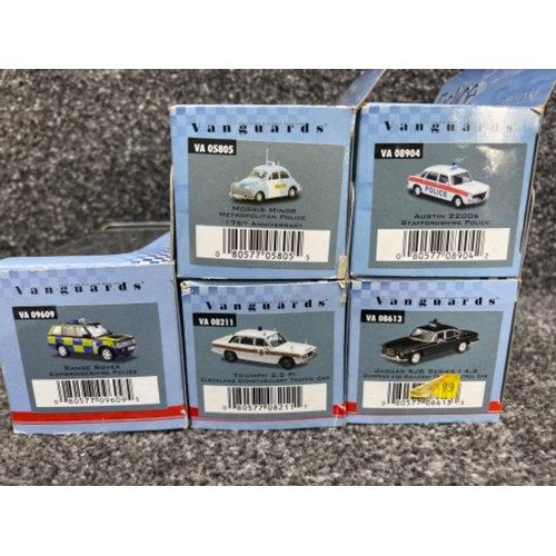 30 - Vanguard’s police die cast vehicles x5. Including jaguar xj6 and Morris minor all in original boxes