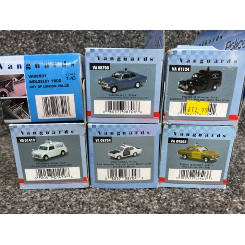 32 - Corgi vanguards police die cast vehicles x6. Including Ford escort and Morris minor all in original ... 