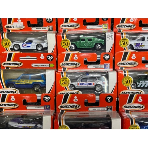 35 - Matchbox die cast cars x18. Mattel wheels numbers between 2-50 all in original boxes