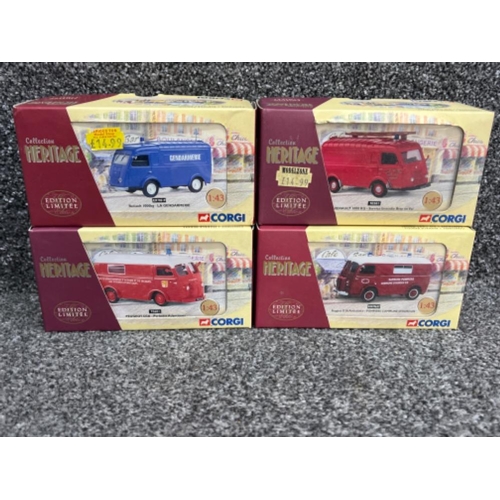 36 - Corgi Heritage collection die cast emergency vehicles x5. Including Renault and Peugeot all in origi... 