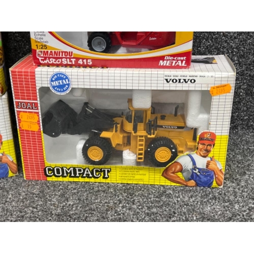 5 - JOAL die cast Compact and Metal Plant toy vehicles including Volvo L330c all in original boxes