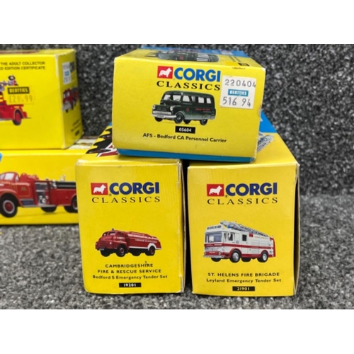 54 - Corgi classics die cast vehicles x6. Including 52101 long beach Mach, 19201 Cambridgeshire fire and ... 