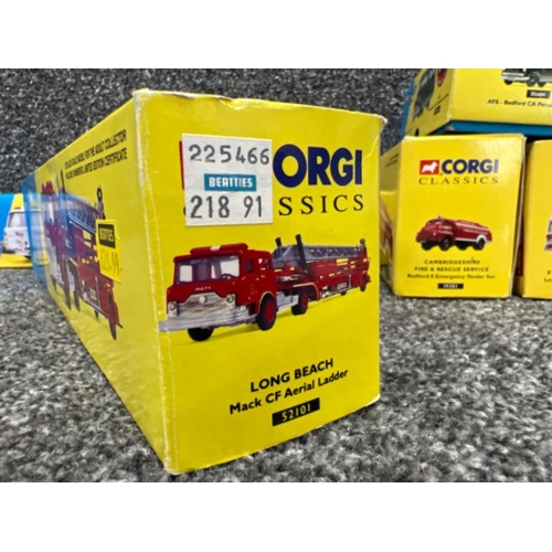 54 - Corgi classics die cast vehicles x6. Including 52101 long beach Mach, 19201 Cambridgeshire fire and ... 