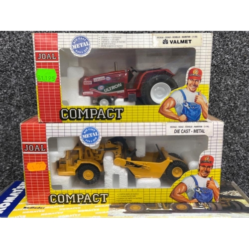 63 - JOAL compact die cast construction vehicles x4 and large Komatsu loader all in original boxes