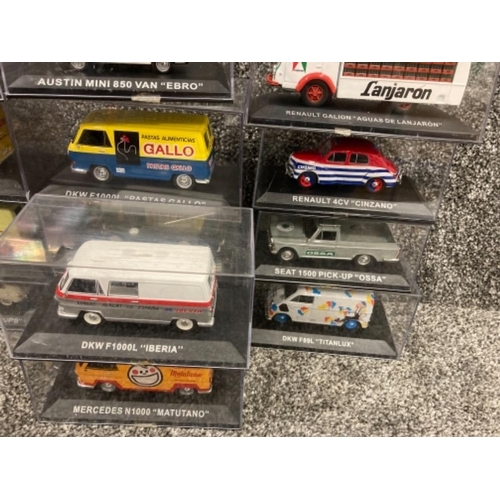 71 - IXO-Altaya Spanish die cast cars to include Mercedes N1000 Matutano and DKW F1000 Frigo all boxed