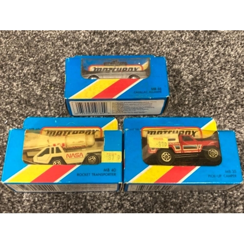 77 - Matchbox MB series to include fire engines, rocket transporter and F1 racing car x6 all boxed