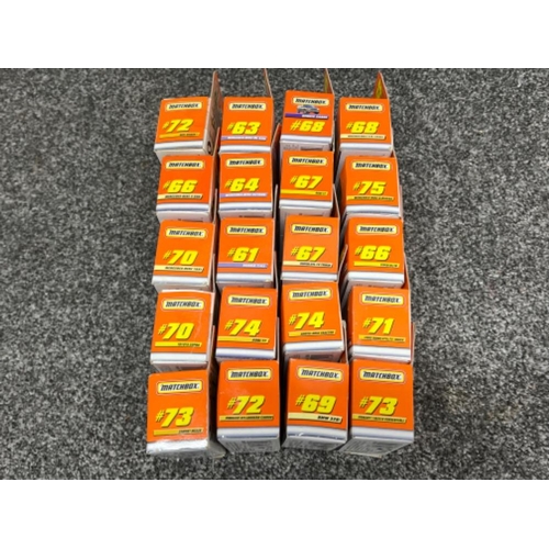 8 - Matchbox Mattel wheels die cast vehicles x20. Including numbers 61 to 75 all in original boxes