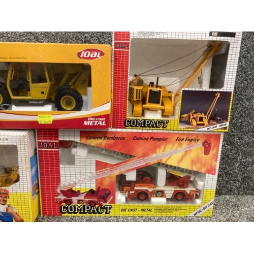 80 - Joal die cast models to include mini excavator and fire engine x5