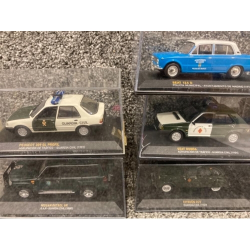 91 - IXO-Altaya Spanish 1/43 scale die cast models of Spanish police cars x10 all boxed