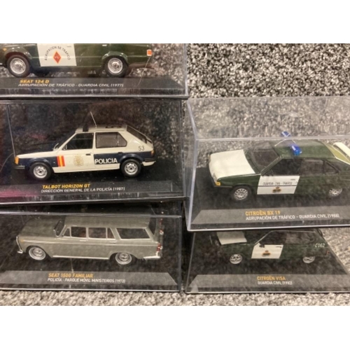 91 - IXO-Altaya Spanish 1/43 scale die cast models of Spanish police cars x10 all boxed