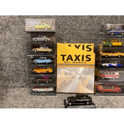 92 - Taxis Del Mundo die cast vehicles to include Ford Falcon XK Sydney 1960 and Buick Special New York 1... 