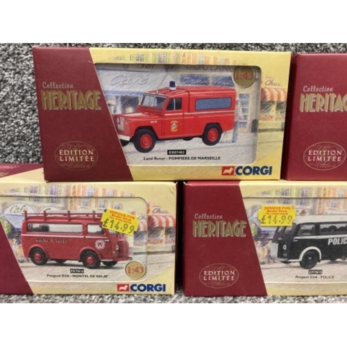 93 - Corgi Heritage Collection emergency services vehicles including Peugeot D3A and Land Rover x5