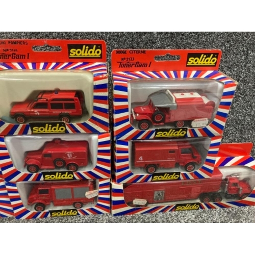 96 - Twelve Solido Toner Gam I die cast fire emergency services vehicles