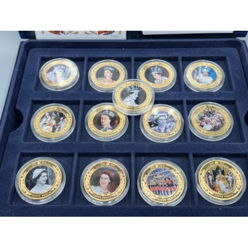 225 - Limited edition 24ct gold plated Coronation jubilee coin collection. Comprising of 13 different coin... 