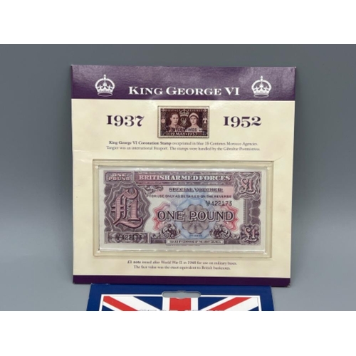 238 - King George VI British armed forces £1 note uncirculated and original British coins George VI collec... 