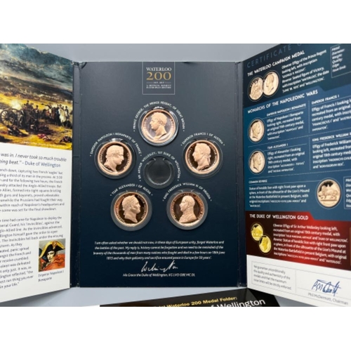 241 - Limited edition uncirculated The battle of Waterloo coin/medal set. Comprising of 5 bronze coins in ... 