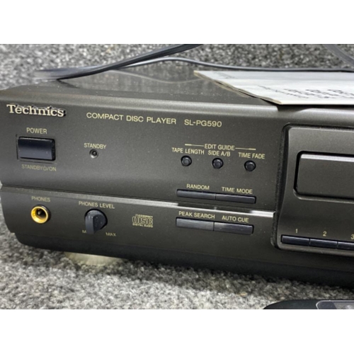 285 - Technics compact disc player model SL-PG590, with lead, remote & instructions