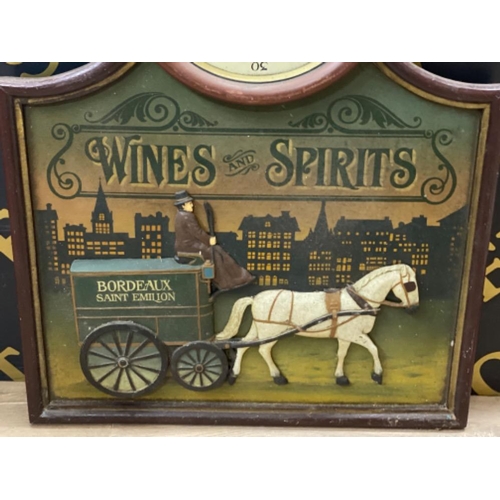 304 - Wines & spirits wall clock sign