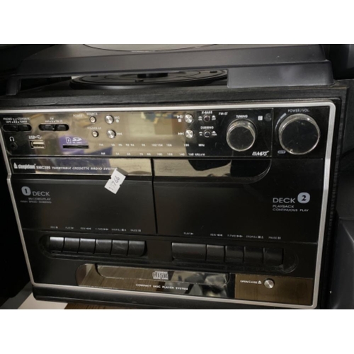 370 - Steepletone SMC turntable cassette radio system & pair of matching speakers, also includes 2x Akai s... 