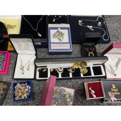 62 - Large quantity of boxed costume jewellery items Including earrings, pendant necklaces, simulated pea... 