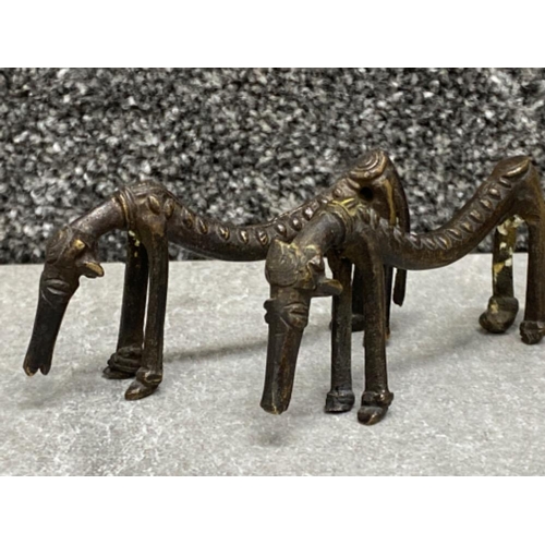 321 - Mem 2 stylised Benin bronze animals (anteaters?) and a dromedary camel