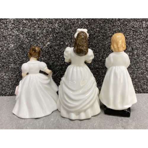 434 - 3x Royal Doulton figured ornaments includes HN 3423 Birthday girl, HN 1978 Bedtime & HN 3635 Amanda ... 