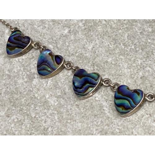 460 - Silver & Paua shell heart shape necklace