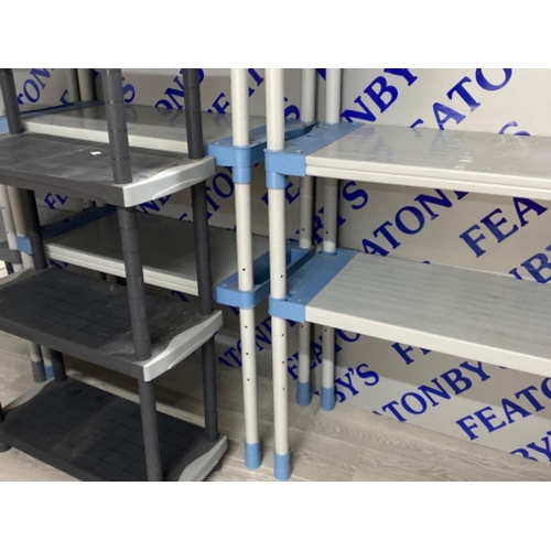 632 - Four sets of plastic 4 tier garage shelves