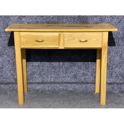 642 - Light oak effect 2x drawer side table - 113x40cm, Height 84cm