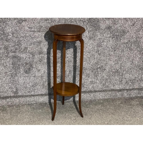 646 - Inlaid Mahogany 2 tier plant stand, height 91cm x diameter 33cm