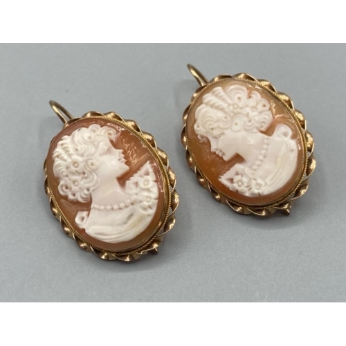 138 - Ladies 9ct yellow gold cameo earrings 6.4g gross