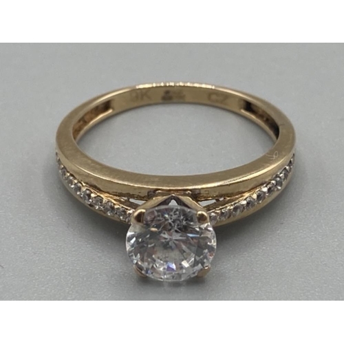 145 - Ladies 9ct yellow gold CZ solitaire ring size L 2g gross