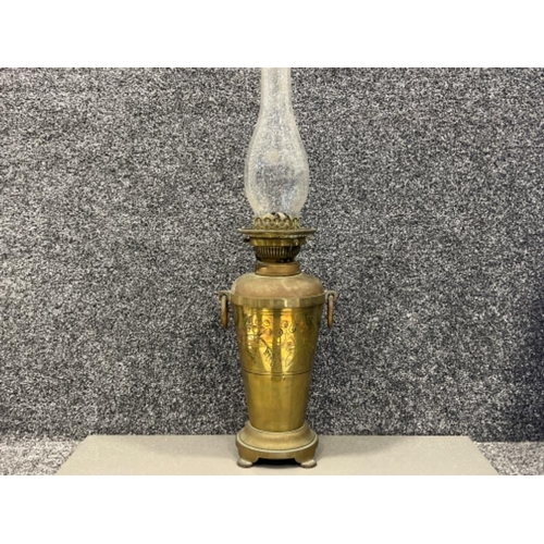 17 - Vintage Hinks and son paraffin brass lamp and glass Hinks’s