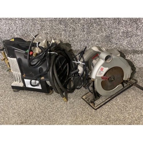 175 - 1200W Circular saw model PCSI200 together with a high output oil less compressor