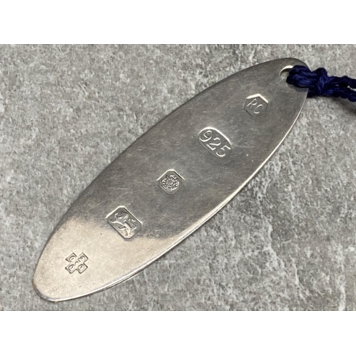 188 - Large 8cm silver bookmark with oversized hallmarks for Sheffield 2000 plus makers mark of cars of Sh... 