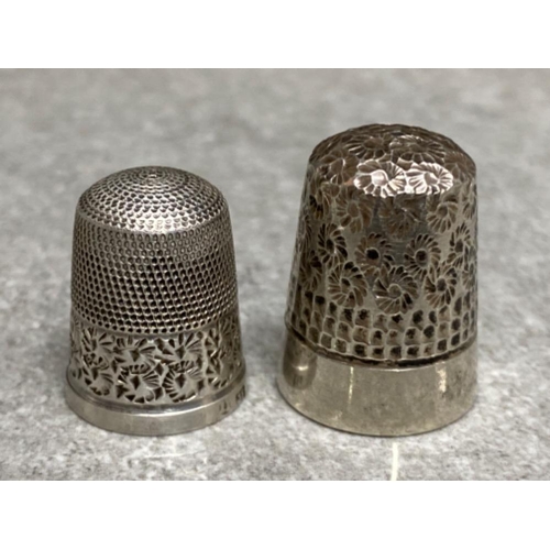 191 - 2 heavy duty silver thimbles one being by J.Sherwood & sons, Birmingham 1902 (7.3G) and the other by... 