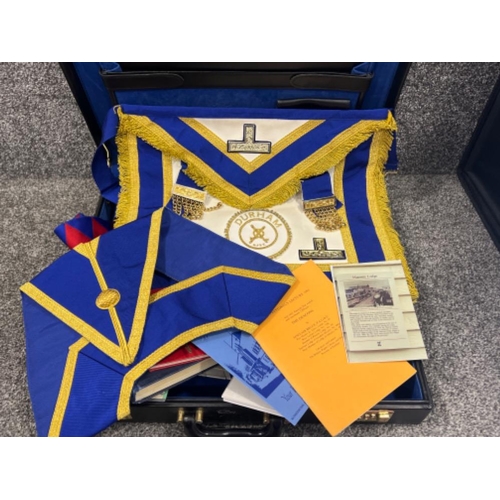 208 - Masonic items including aprons, ribbons and books