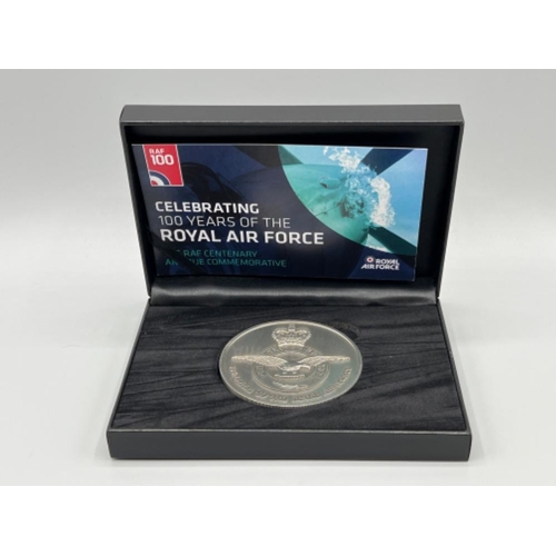 221 - 2018 silver plated Royal airforce coin, celebrating 100 years with COA and boxed