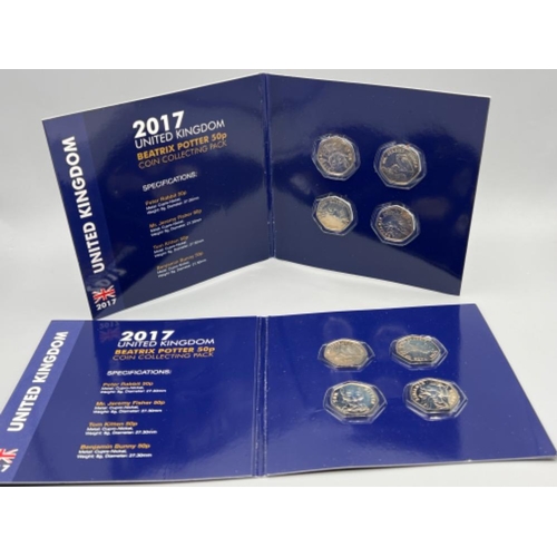 222 - Change checker UK 2017 Beatrix potter 50p coin collection pack x2 uncirculated