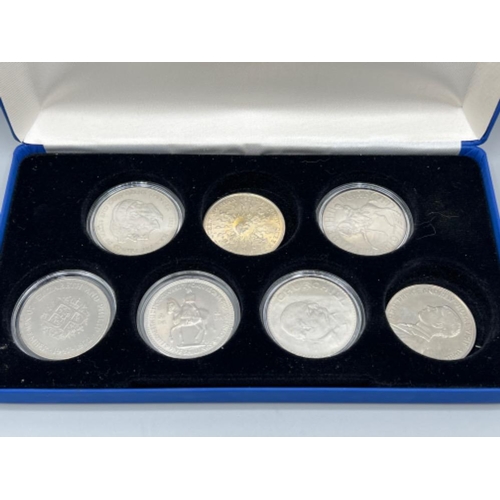 224 - The complete collection of H.M Queen Elizabeth II crowns 1953-1981. 7 in total