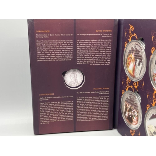 228 - 1838-2013 Queen Victoria 175th anniversary silver plated medals/coins x4 set. Celebrating the Corona... 