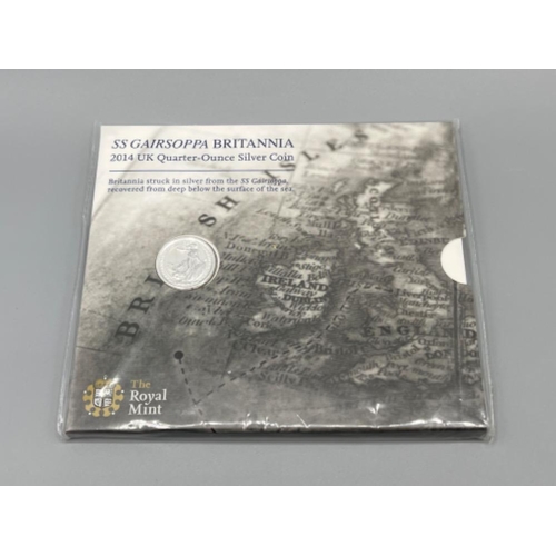 234 - The Royal mint SS Gairsoppa brittannia 2014 uk quarter ounce silver coin. Uncirculated