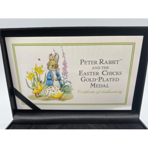 245 - 2019 Peter Rabbit and the Easter chicks gold plated medal with certificate