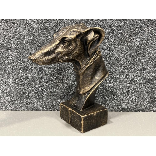 255 - Heavy bronze effect Dog bust (whippet)