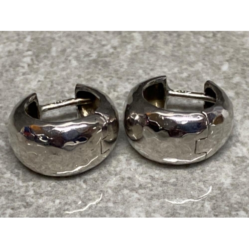 268 - 9ct white gold “Huggie” hoop earrings, 3.3g