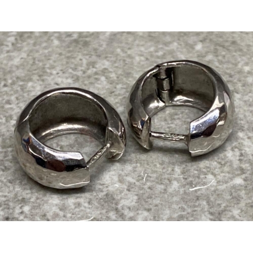 268 - 9ct white gold “Huggie” hoop earrings, 3.3g