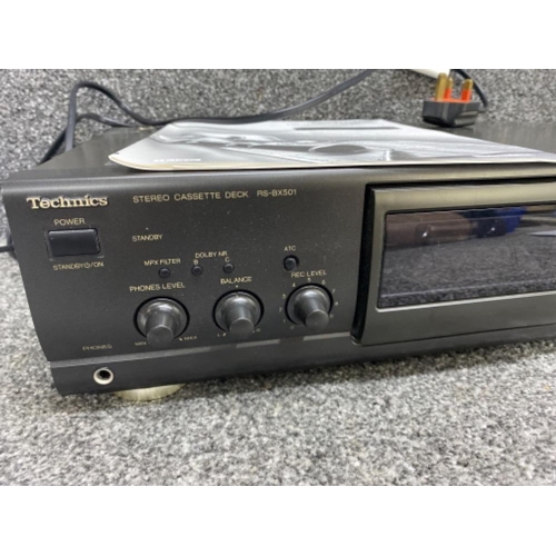 286 - Technics stereo cassette deck RS-BX501 with power lead & instruction booklet