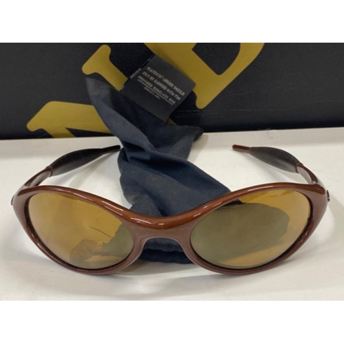 293 - Pair of Oakley sunglasses with brown frames & lenses, includes carry pouch